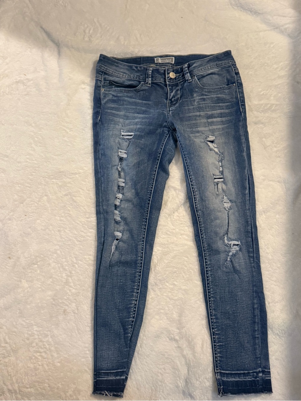 Soundgirl Ripped Skinny Jeans - Blue Wash size 1